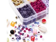 Kit creativ margele plastic si polimer + elastic + cutie cadou