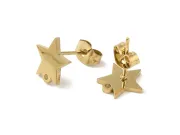 Tortite cercei otel inoxidabil auriu cu opritor stea 10x9mm (2buc)