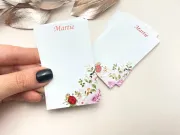 Cartonas martisor buburuza cu flori 8.6x5.3cm (50buc)