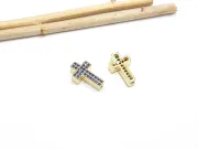Distantier cruce cubic zirconia auriu 15x9x4mm albastru (1buc)