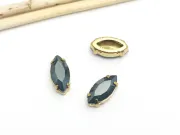 Distantier montee cu rhinestone de cristal 15x7mm gri inchis opal