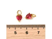 Charm cubic zirconia inima 8x5mm roz (1buc)