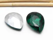 Cabochon din sticla picatura 18x13mm emerald (1buc)