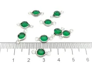 Link otel inoxidabil 304 cu rhinestone 12.5x7x2mm verde smarald