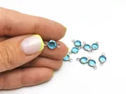 Link otel inoxidabil 304 cu rhinestone 12.5x7x2mm turcoaz
