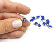 Link otel inoxidabil 304 cu rhinestone 12.5x7x2mm albastru