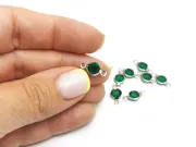 Link otel inoxidabil 304 cu rhinestone 12.5x7x2mm verde smarald