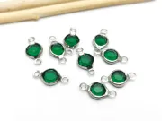 Link otel inoxidabil 304 cu rhinestone 12.5x7x2mm verde smarald