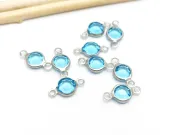 Link otel inoxidabil 304 cu rhinestone 12.5x7x2mm turcoaz