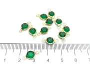 Link otel inoxidabil 304 auriu cu rhinestone 12.5x7x2mm verde smarald