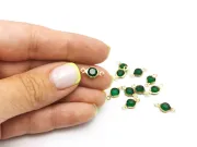 Link otel inoxidabil 304 auriu cu rhinestone 12.5x7x2mm verde smarald