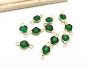 Link otel inoxidabil 304 auriu cu rhinestone 12.5x7x2mm verde smarald