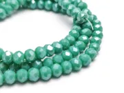 Margele cristal rondel fatetat 4x3mm verde turcoaz opac lustered (sirag)