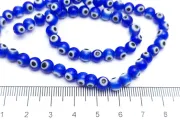 Sirag margele de sticla lampwork evil eye 6mm albastru