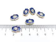 Margele de alama emailate mana hamsa 12x9.5x4mm albastru