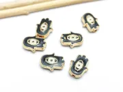 Margele de alama emailate mana hamsa 12x9.5x4mm negru