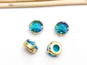 Distantier montee cu rhinestone de cristal 10mm aqua boreale