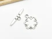 Inchizatoare toggle floare 20x13mm argintiu