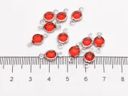 Link otel inoxidabil 304 cu rhinestone 12.5x7x2mm rosu