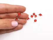 Link otel inoxidabil 304 cu rhinestone 12.5x7x2mm rosu
