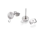 Tortite cercei otel inoxidabil 316 cu opritor floare 11x8mm (2buc)
