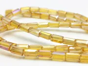 Margele cristal cuboid fatetat 6x3mm auriu AB (sirag)