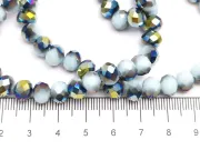 Margele cristal rondel fatetat 8x6mm sky blue iris verde (sirag)