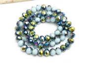 Margele cristal rondel fatetat 8x6mm sky blue iris verde (sirag)