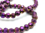 Margele cristal rotund fatetat electroplacat 4mm mov metalic (sirag)