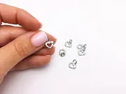 Charm cubic zirconia inima 10x9mm argintiu (1buc)