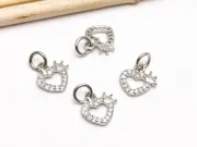 Charm cubic zirconia inima 10x9mm argintiu (1buc)