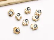 Margele de alama emailate mana hamsa 7x7x5mm negru
