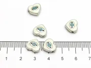 Margele de alama emailate inima 10x9x4mm alb