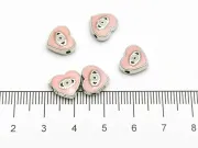 Margele de alama emailate inima 10x9x4mm roz