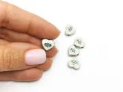 Margele de alama emailate inima 10x9x4mm alb