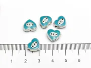 Margele de alama emailate inima 10x9x4mm turcoaz