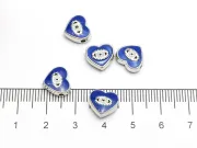 Margele de alama emailate inima 10x9x4mm albastru