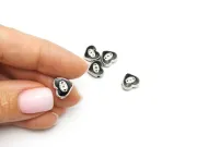 Margele de alama emailate inima 10x9x4mm negru