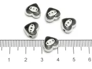 Margele de alama emailate inima 10x9x4mm negru