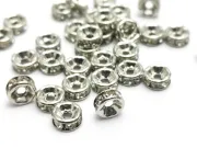 Distantiere cu rhinestone 6mm argintiu inchis