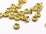 Distantiere cu rhinestone ondulat 5mm auriu