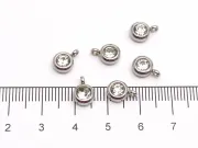 Charm otel inoxidabil cu rhinestone 9x6.5x4mm transparent