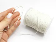 Rola ata bumbac cerata grosime 1mm alb (80m)