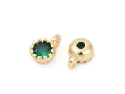 Charm cubic zirconia auriu 6.5x4mm smarald