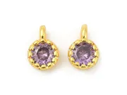 Charm cubic zirconia auriu 6.5x4mm mov