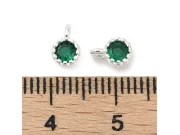 Charm cubic zirconia argintiu 6.5x4mm smarald