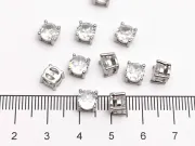 Distantier cubic zirconia 6x6x4.5mm argintiu