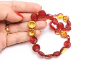 Sirag margele sticla floare 12mm rosu