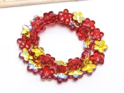 Sirag margele sticla floare 12mm rosu auriu