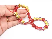 Sirag margele sticla floare 12mm rosu auriu